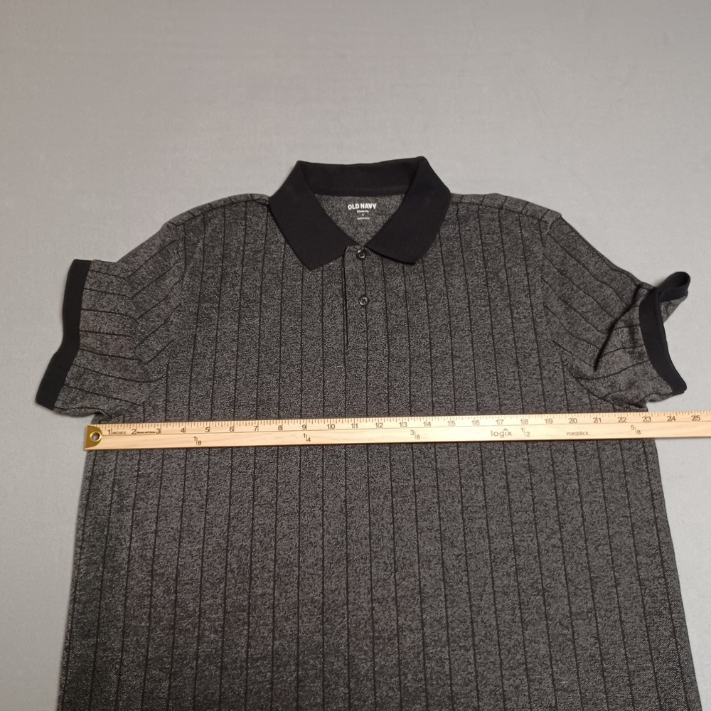 Old Navy Mens Classic Fit Pique Polo Shirt Charcoal Grey‎ Pinstripe L 685275-00 - Picture 5 of 10